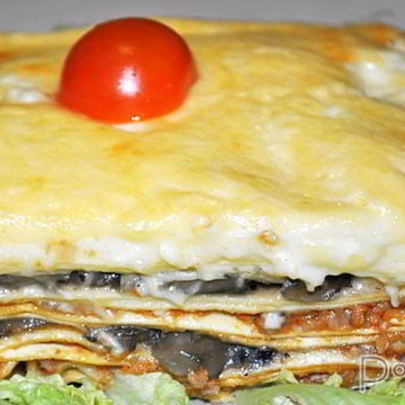 Лазанья с фаршем и грибами