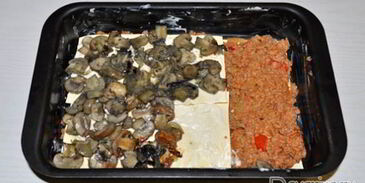 лазанья с фаршем и грибами