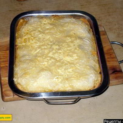 Лазанья с фаршем сыром и овощами
