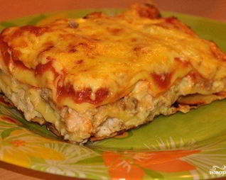 Лазанья с курицей и шампиньонами
