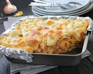 Лазанья с макаронами рожками