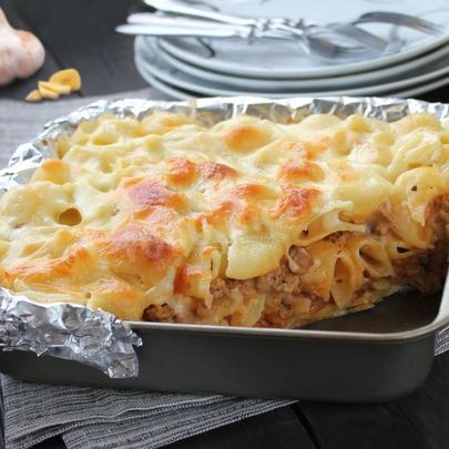 Лазанья с макаронами рожками