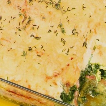 Лазанья с семгой и шпинатом