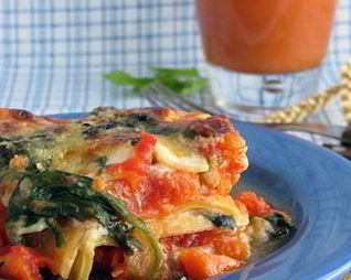 Овощная лазанья с тыквой и шпинатом