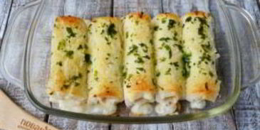 рулет лазанья в чесночном хлебе