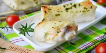 рулет лазанья в чесночном хлебе