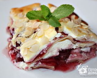 Творожно-вишневый десерт Лазанья