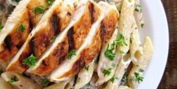 макароны с грибами и курицей