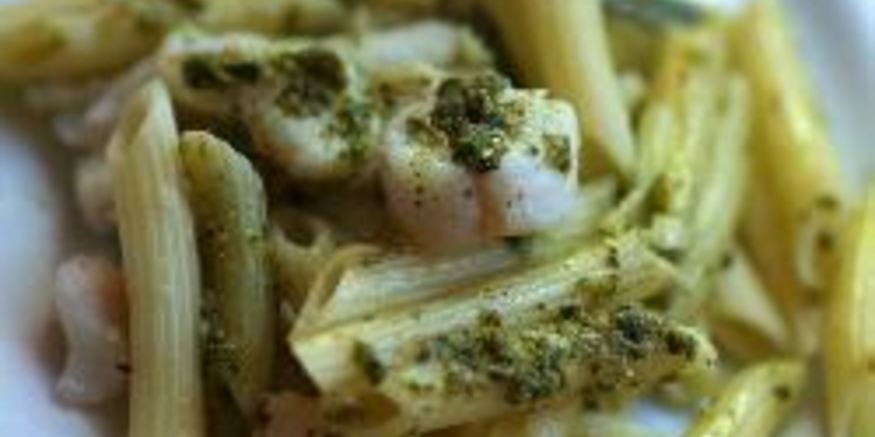 Рецепт макарон с окунем и песто