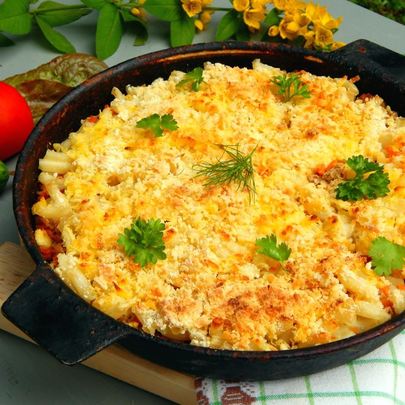 Макароны с сыром и фаршем в духовке