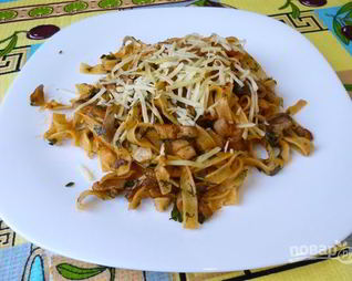 Макароны с вешенками