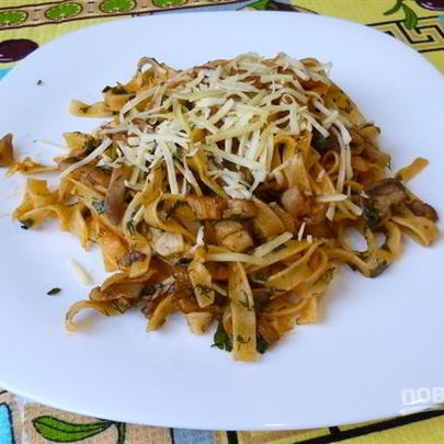 Макароны с вешенками