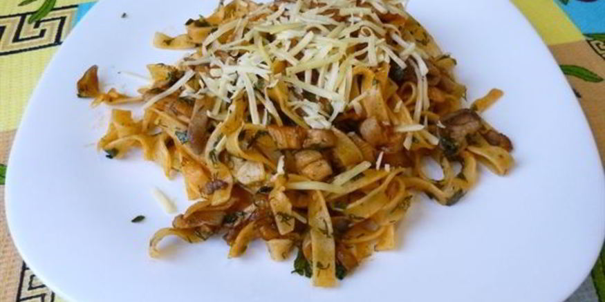 Рецепт макарон с вешенками