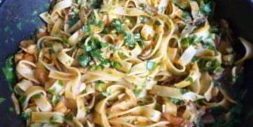 макароны с вешенками