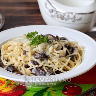 Паста с грибами в сливочном соусе