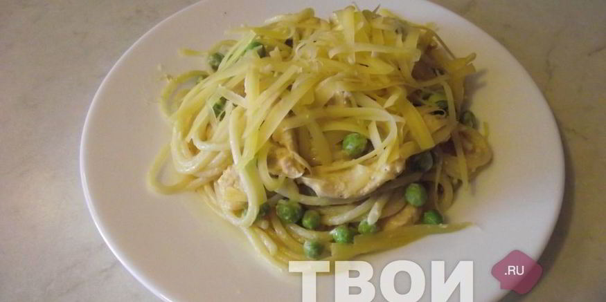 Рецепт пасты с курицей и зеленым горошком