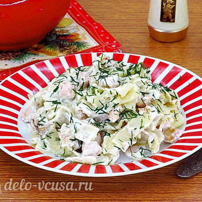 Паста с рыбой в сливочном соусе