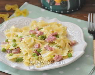 Паста с ветчиной в сливочном соусе