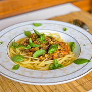 Рецепт Спагетти болоньезе с соевым фаршем