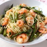 Рецепт Спагетти с креветками и спаржей