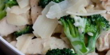 спагетти с курицей и грибами