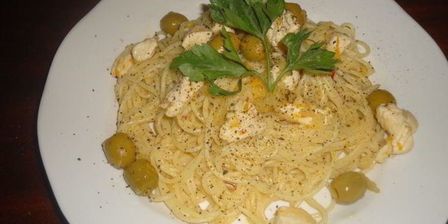 Рецепт спагетти с курицей в апельсиновом соусе