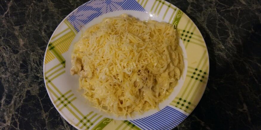 Рецепт спагетти с курицей в сметанном соусе