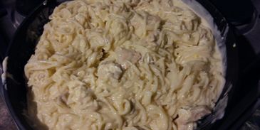 спагетти с курицей в сметанном соусе