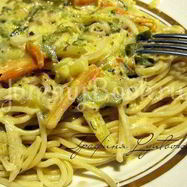 Рецепт Спагетти с овощами в сливочном соусе