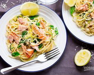 Спагетти с семгой