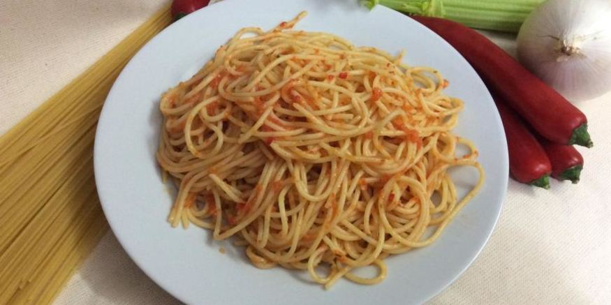 Рецепт спагетти с соусом из запеченного перца