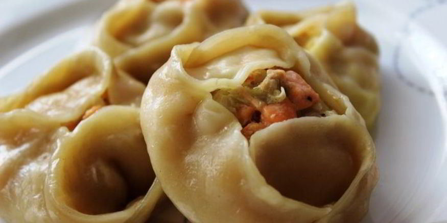 Рецепт мантов с семгой и шафраном