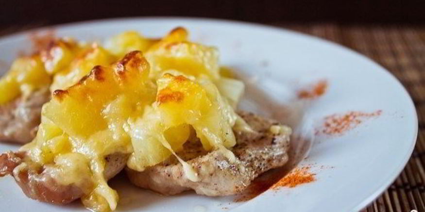 Рецепт мяса по-французски с ананасом