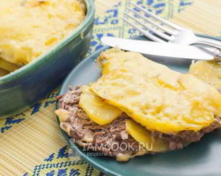 Мясо по-французски с фаршем