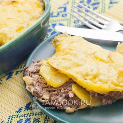 Мясо по-французски с фаршем