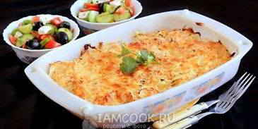 мясо по-французски с курицей и картошкой