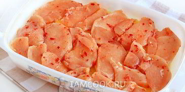 мясо по-французски с курицей и картошкой