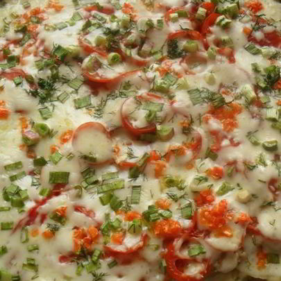 Свинина по-французски с помидорами и картошкой