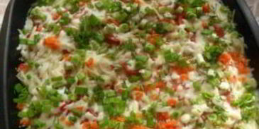 свинина по-французски с помидорами и картошкой