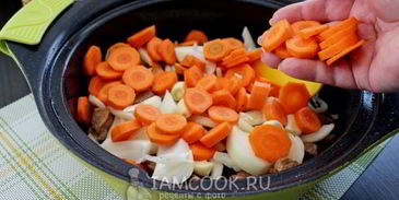 говядина тушеная с помидорами, луком и болгарским перцем