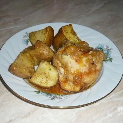 Курица с апельсином и луком