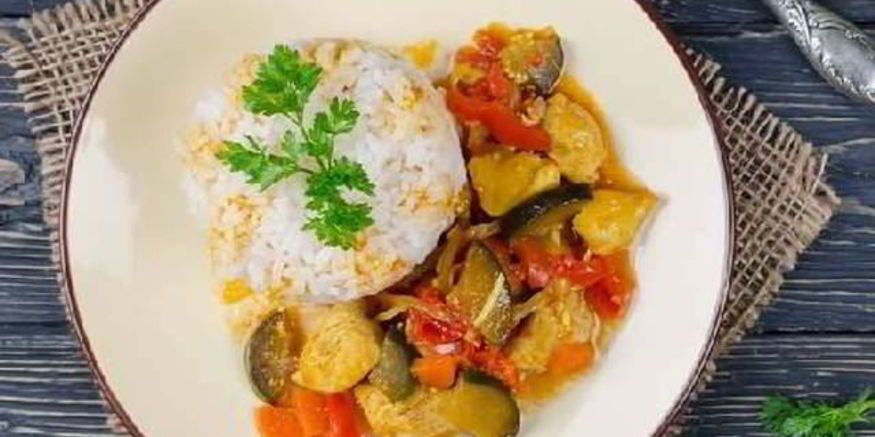 Рецепт курицы с баклажанами и рисом