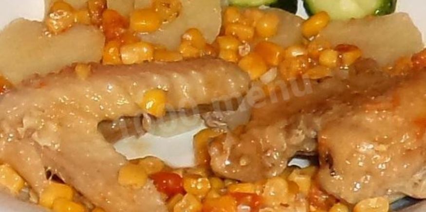 Рецепт тушеной курицы с кукурузой и томатами