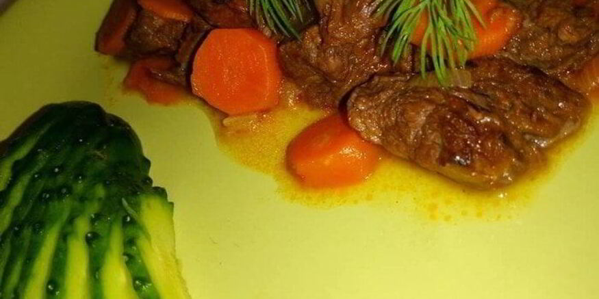 Рецепт тушенного в вине мясо с овощами