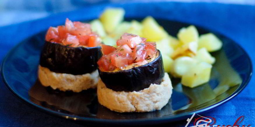 Рецепт баклажанов с пюре из белой фасоли и картофелем