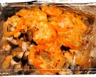 Баклажаны запеченные в рукаве с куриным филе