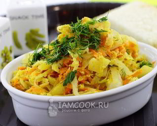 Жареная капуста с яйцом