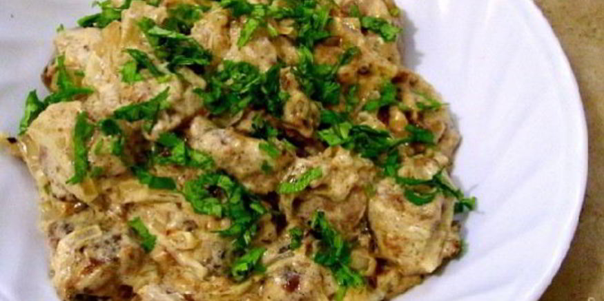 Рецепт говяжьей печени в сливках