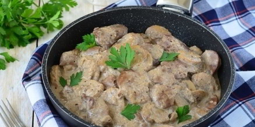 Рецепт куриной печени с грибами