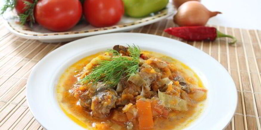 Рецепт куриной печени, тушенной с овощами золотая осень